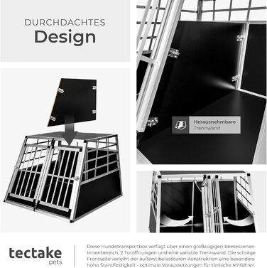 Транспортна переноска для собак tectake® Double XL - переноска для 2 собак, алюміній, 97 x 90 x 69,5 см