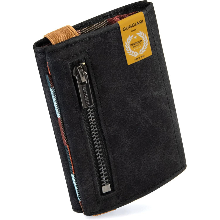 GUGGIARI® Slim Wallet with Coin Pocket made of Microfiber Jacquard with RFID Protection - Slim Wallet for Credit Cards - Credit Card Holder - Wallet for On the Go