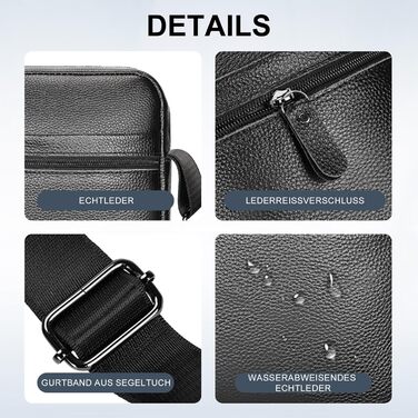 Чоловіча сумка через плече Leathario з натуральної шкіри, велика місткість, чорна