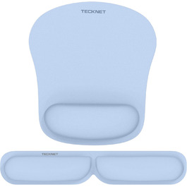 Підставка для зап'ястя TECKNET для клавіатури 43 см з Memory Foam 70D, ергономічна, проти болю в зап'ясті, для ПК, ноутбука, геймінгу (складний набір, блакитний)
