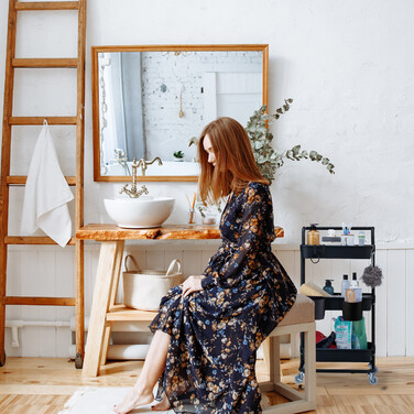 Relaxdays 3-Tier Rolling Cart
