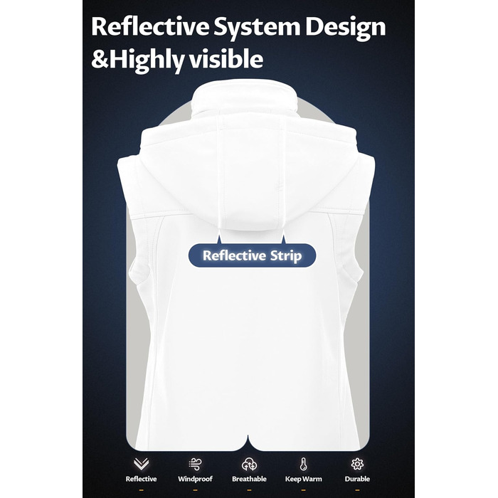 Жіноча софтшеллова жилетка CREATMO US, вітрозахисна куртка без рукавів з капюшоном (XL, білий/квітковий принт)