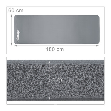 Relaxdays Yoga Mat, 1 cm thick, solid color