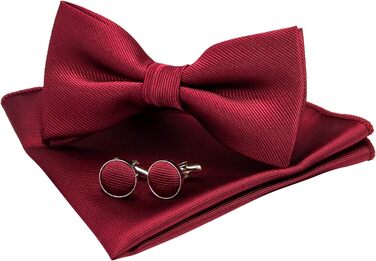 Комплект краватка-метелик, нагрудна хустинка та запонки JEMYGINS для чоловіків (бордовий)