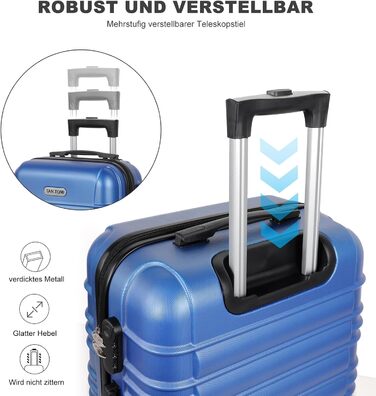 Великий валіза з ABS-пластику, Trolley, валіза для подорожей з 4 колесами (360°), кодовий замок з 3 цифрами та телескопічний ручка з алюмінію (XL – 95л) (Хмарно-блакитний, валіза L)