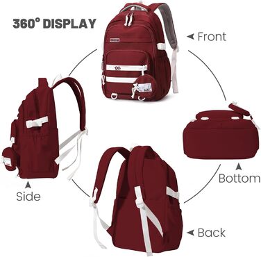 Дитячий рюкзак для школи дівчинки-підлітка, водонепроникний, легкий, великий, модний - (Червоний)