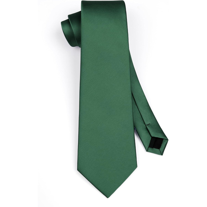 Чоловіча краватка HISDERN однотонна, з нагрудною хусткою та затискачем для краватки, зелена - ідеальний комплект для весілля та свят
