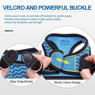 Нашийник для собак з повідком Anti-Zug, світловідбиваючий, для маленьких собак, кошенят, домашніх тварин (L, Синя хвиля)