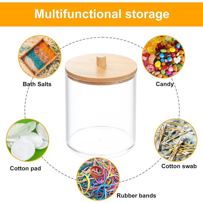 Тримач для ватних дисків та паличок Fulushouxi Gaumoeny, 2 шт, бамбуковий, прозорий органайзер для косметики, ванної кімнати