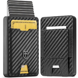 TRAVANDO SWYPE Aluminum Slim Wallet - Carbon Wallet for Men Small with RFID Protection - Small Mini Wallet for Men with Money Clip - Card Holder with Money Clip (Money Compartment, Carbon)