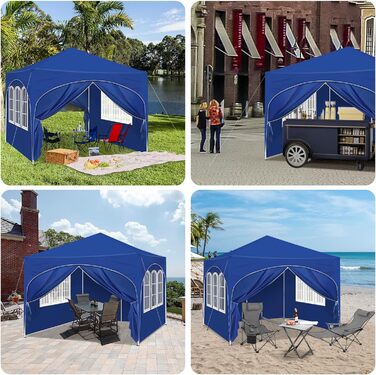 WOLTU Gazebo, Folding Gazebo 3x3 m, with 4 Side Walls, Party Tent Water-Resistant UV Protection 50+, Adjustable Height Garden Gazebo, with Carry Bag, for Outdoor Garden Camping (Blue)