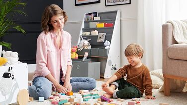Дитячий органайзер Kinderkraft RACOON для іграшок і книг, компактна біла полиця для зберігання у дитячу кімнату