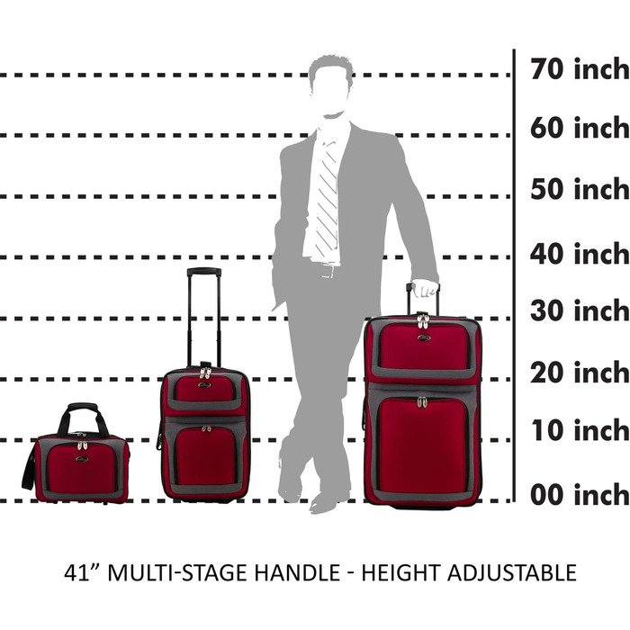 Набір валіз U.S. Traveler New Yorker (4 шт.) - червоний, розширюваний, легкий, м'який