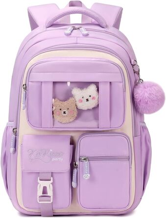 Дитячий рюкзак для школи DivingBirds для дівчаток 2-7 клас, 22L | Легкий, з дихаючим вкладишем спинки та м'якими лямками | Рюкзак для підлітка 7-10 років (фіолетовий)