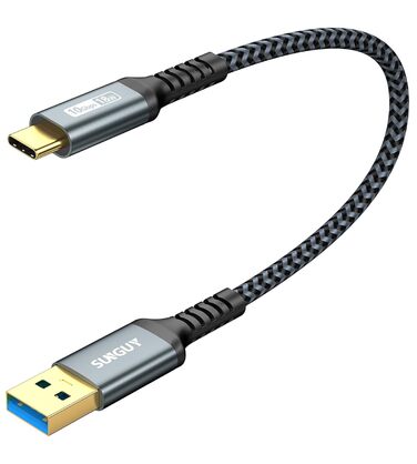 Кабель USB-C SUNGUY 30см, 10Gbps, USB 3.1 Gen 2, сумісний з iPhone 16/15 Pro Max, Galaxy S24, Google Pixel, Android Auto, Huawei P40/P30 (Сірий)