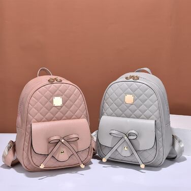 Жіночий рюкзак з PU шкіри: стильний щоденний рюкзак для подорожей, школи та роботи. Комплект сумок (сірий)