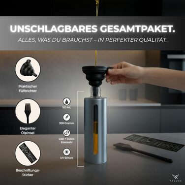 Розпилювач для олії та оцту VALUXE® з нержавіючої сталі з УФ-покриттям та фільтром - пляшка-розпилювач для олії, оцту та оливкової олії (блакитний)
