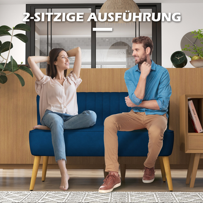 HOMCOM Two-Seater Kitchen Sofa, Armless Sofa, Easy-Care Sofa, Dark Blue