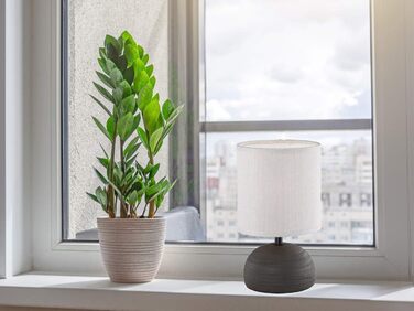 Настільна лампа Reality Leuchten Luci R50351035 з керамічним цоколем під дерево та бежевим абажуром, 1xE14 (коричнева)