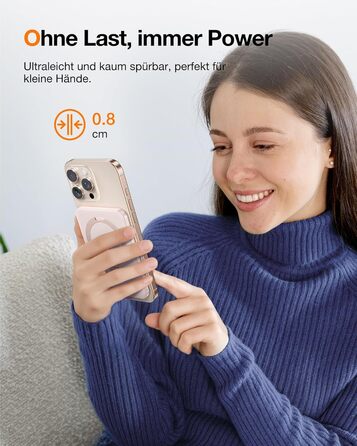 Портативний зарядний пристрій TORRAS 5000mAh з магнітним кріпленням MagSafe, 22.5W PD, Rose Gold