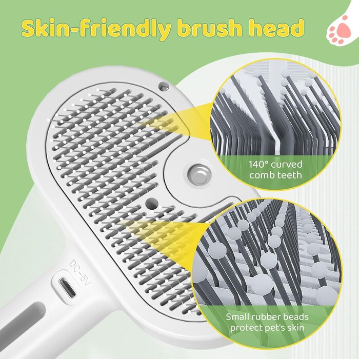 Щітка для котів та собак з парою, професійна для догляду за шерстю, біла