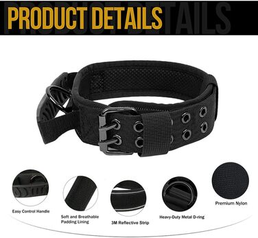 Персоналізоване тактичне нашийник для собак середніх та великих порід, нашийник з іменем та номером телефону (стиль B)