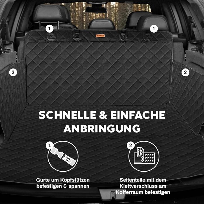 Захист для багажника автомобіля від бруду та подряпин для собак, водонепроникний, з захистом бокових стінок та краю, універсальний, 174 x 190 см (Чорний)