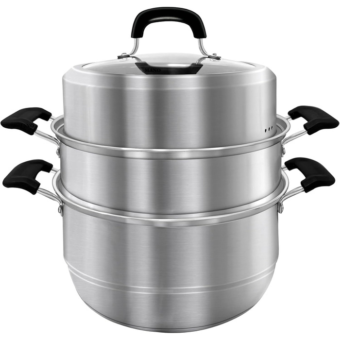 Пароварка MANO, 30 см, з нержавіючої сталі, 2-ярусна, для овочів, м'ясних продуктів та соусів