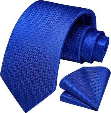 Краватка для чоловіків HISDERN з кишеньковим хустиною в горошок, класична краватка для весілля та ділових зустрічей, колір: Королівський синій