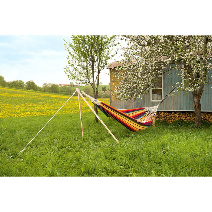 AMAZONAS Wood – Flexible hammock stand made of ash wood, 100 kg load capacity, ideal for a tree or suspension point