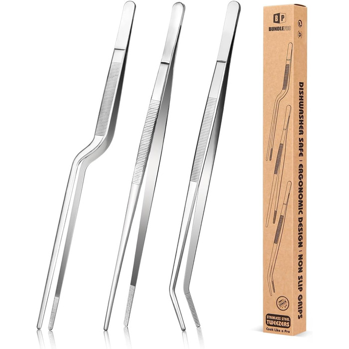 Набір кухонних пінцетів 10 дюймів, професійний, нержавіюча сталь, для приготування, декорування та BBQ