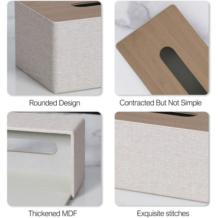 GOLRANLYE Cosmetic Tissue Box, 25×13.5×9.5 cm PU Leather Modern Tissue Box Rectangular for Bathroom, Bedroom, Dining Room, Office and More (Beige)
