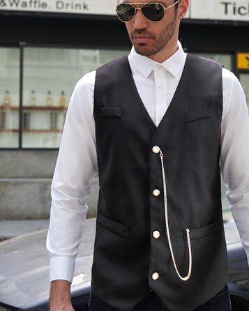 Чоловіча жилетка Miaikvs M111 чорного кольору, без рукавів, V-подібний виріз, для весілля, ділових зустрічей та повсякденного стилю