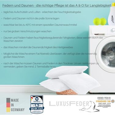 Подушка для дивана Luxusfeder 30x50 см, наповнювач пухова суміш, 400 г, чохол 100% бавовна, сертифікат Öko-Tex