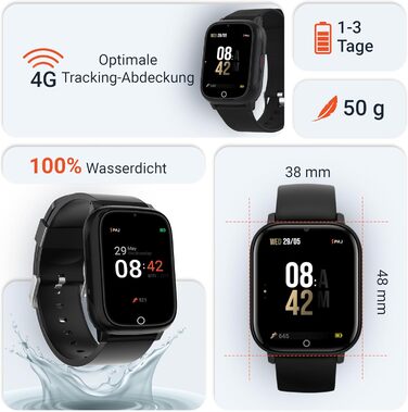 Дитячий розумний годинник PAJ Finder 4G - GPS трекер, SOS, камера, зв'язок, реальна локація, водостійкий, чорний