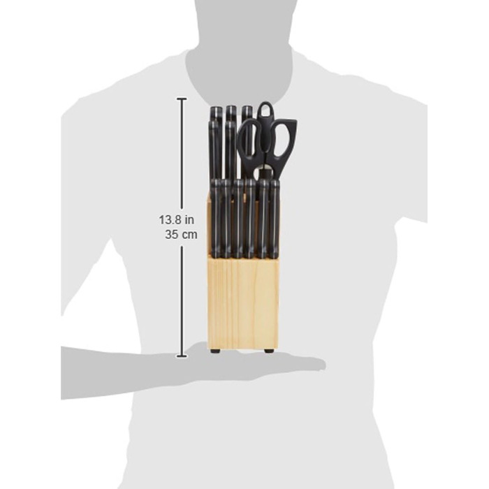 Amazon Basics Premium Knife Block Set - 9 Piece Black Kitchen Knife Set