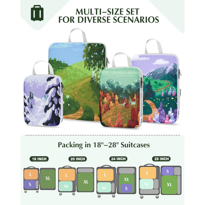 Органайзери для валізи Gonex 4 шт. - Набір кубиків для пакування, колір помаранчевий