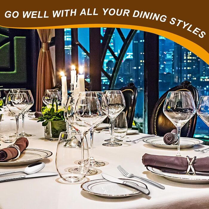 Набір столових приборів Deedro, 40 предметів, з кузовим оздобленням, нержавіюча сталь, міцний, на 8 осіб, безпечний для їжі, для дому та ресторану, з дзеркальним блиском