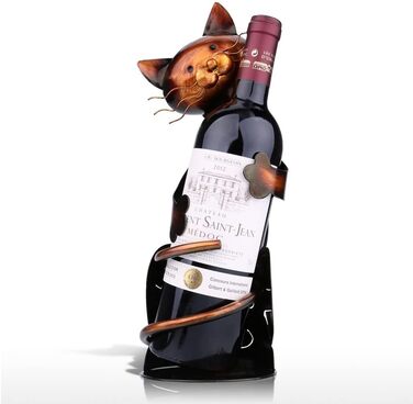 Metal wine bottle holder, cat-shaped wine bottle holder, metal wine tray, practical sculptures for home decor, cat craft, home decoration, Mother's Day gift
