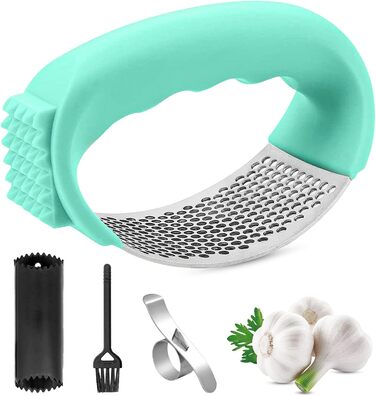 Пресс для часнику та імбиру з важелем, набір з очищувачем для апельсинів, нержавіюча сталь, професійний