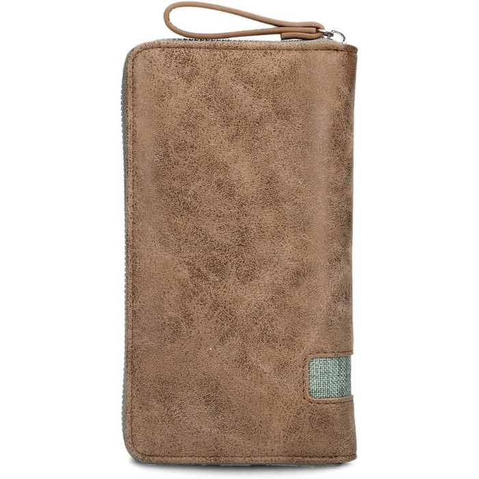 Two large women's wallets/purses O.Wallet OW2 brown vintage-style wallet, wallet with all-around zipper, 15 card slots, 2 bill compartments, coin pocket & viewing window