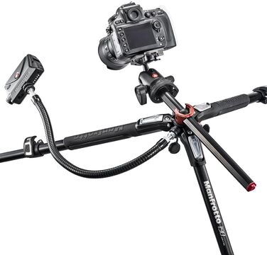 Штатив Manfrotto MT190XPRO4 з кутовою центральною колоною - 4-секційний штатив для DSLR та бездзеркальних камер, чорний/антрацитовий алюміній
