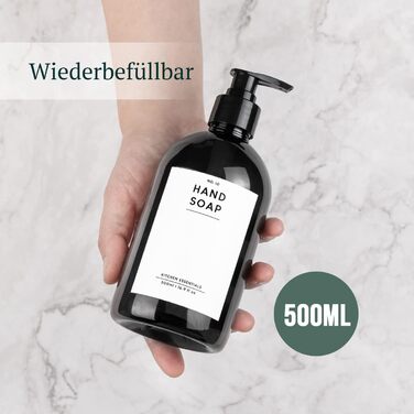 MONOKO Набір з 4 дозатори для мила, 500 мл, чорний, пластик, для душу та миття рук