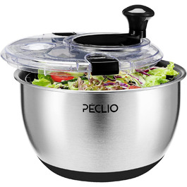 Салатниця-відцентрофуга Groß 4,5L з нержавіючої сталі 18/10 з прозорою кришкою, чорна