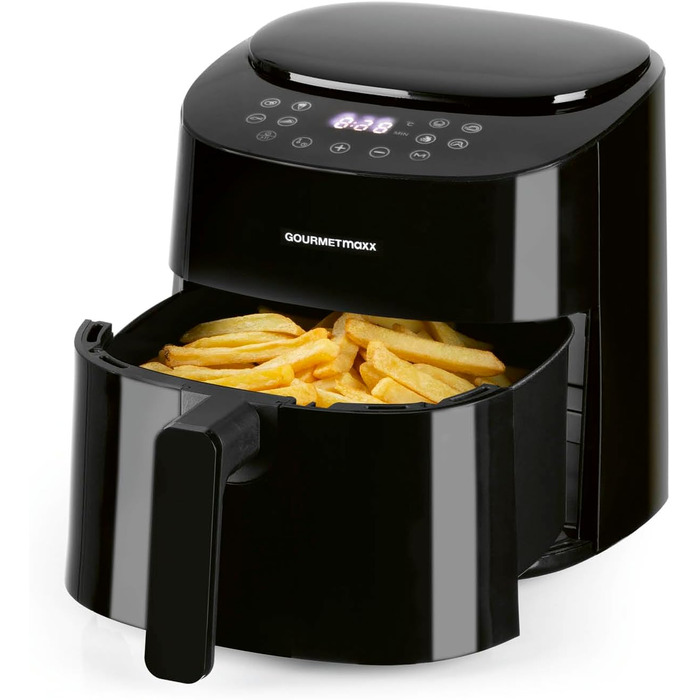 Gourmetmaxx Air Fryer - 4.5L Digital Air Fryer with Timer & Touchscreen - 9 Functions, 8 Programs, Energy-Saving, Black Mini Oven