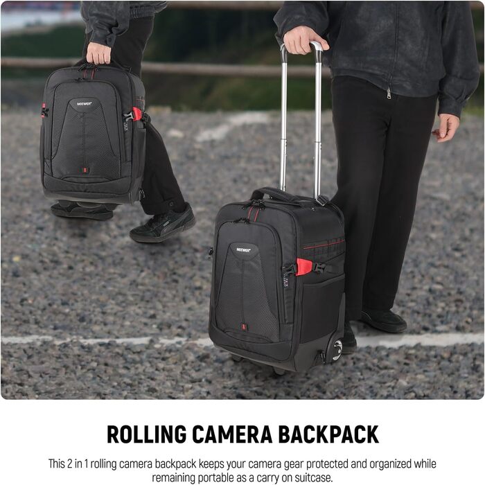 Рюкзак-тележка для камери NEEWER 2-в-1 NW-DA410T: водонепроникний, знімний, для фотообладнання та ноутбука