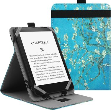 Захисний чохол для Kindle/Kobo/Tolino/Pocketbook/Sony eReader 6-6.8-7 дюймів з петлею, квітковий дизайн