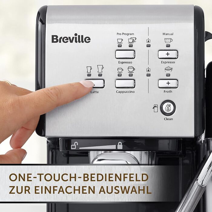 Breville Prima Latte II Espresso | Latte and Cappuccino Machine | 15-bar Professional Pump and Milk Frother | Silver [VCF108X], 19 Bar