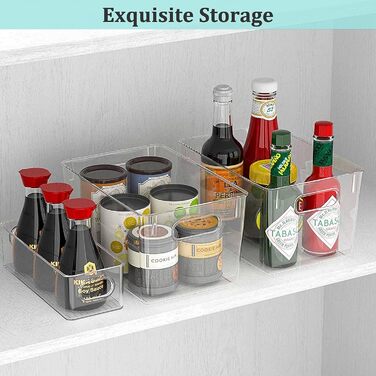 KJIXYUNG Refrigerator Organizer Set, Transparent Storage Box Organizer Stackable, Organizer Boxes for Refrigerator, Pantry, Cupboard, Snacks, Cans, Kitchen - BPA-free 29x20x15.5CM