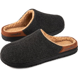 Чоловічі халати-домашні тапочки LongBay з м'якою піною Memory Foam та Sherpa-підкладкою, теплі, чорні, 43 EU